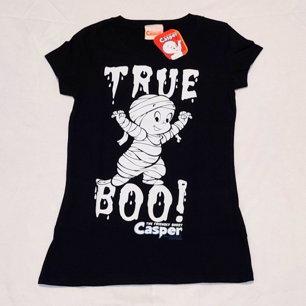 Casper The Friendly Ghost 'True Boo' Black Woman's Tee NWT Sizes XS & S